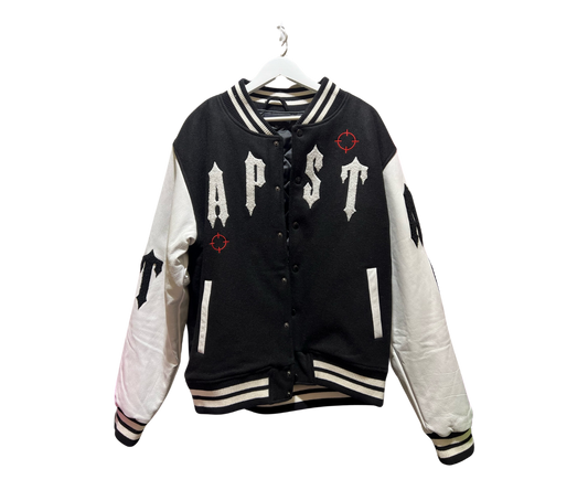 TRAPSTAR VARSITY JACKET BLACK WHITE