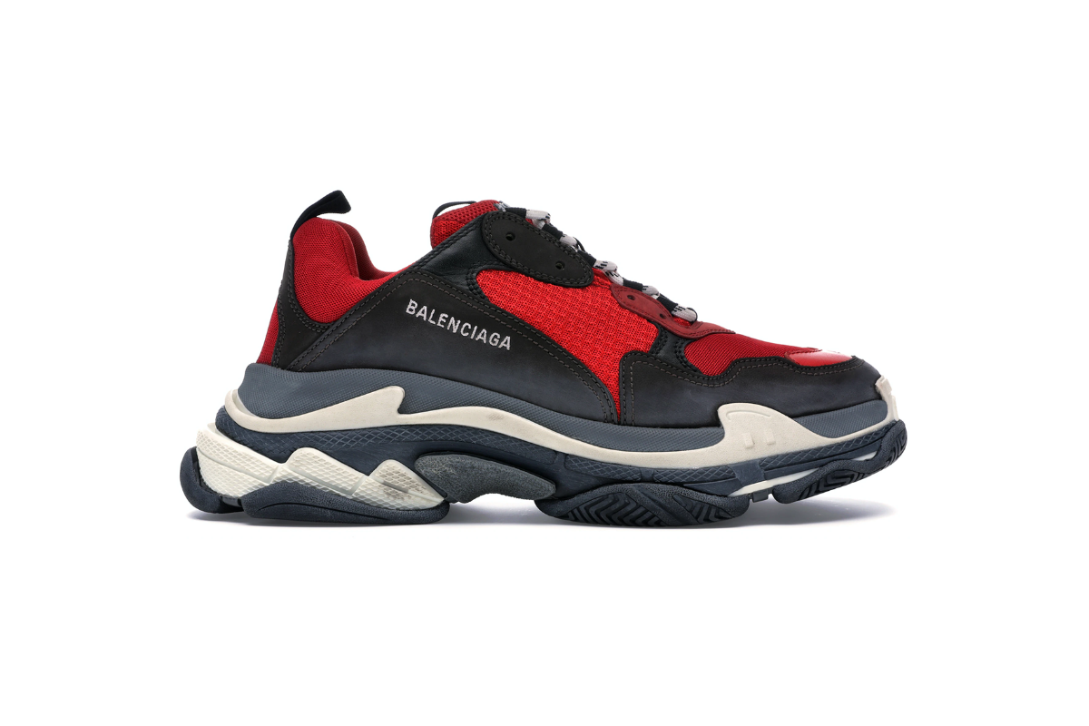 BALENCIAGA TRIPLE S RUNNER RED BLACK GREY