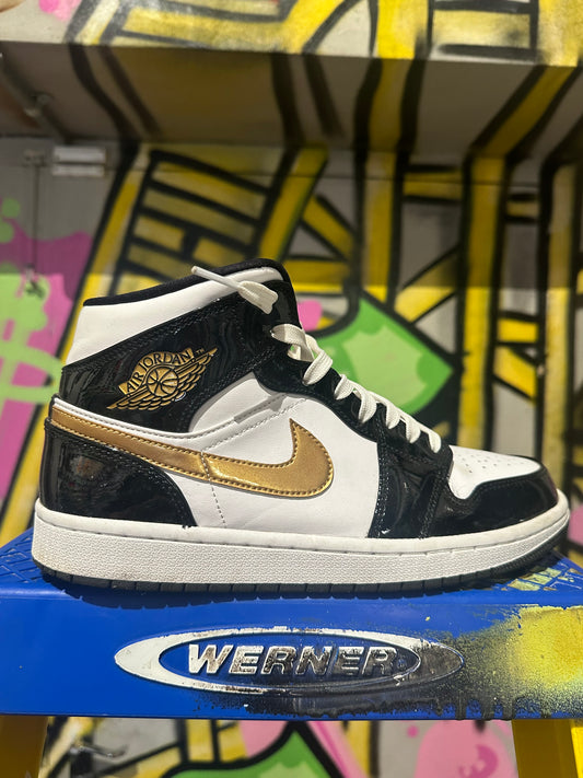 Jordan 1 Mid White/Gold/Black