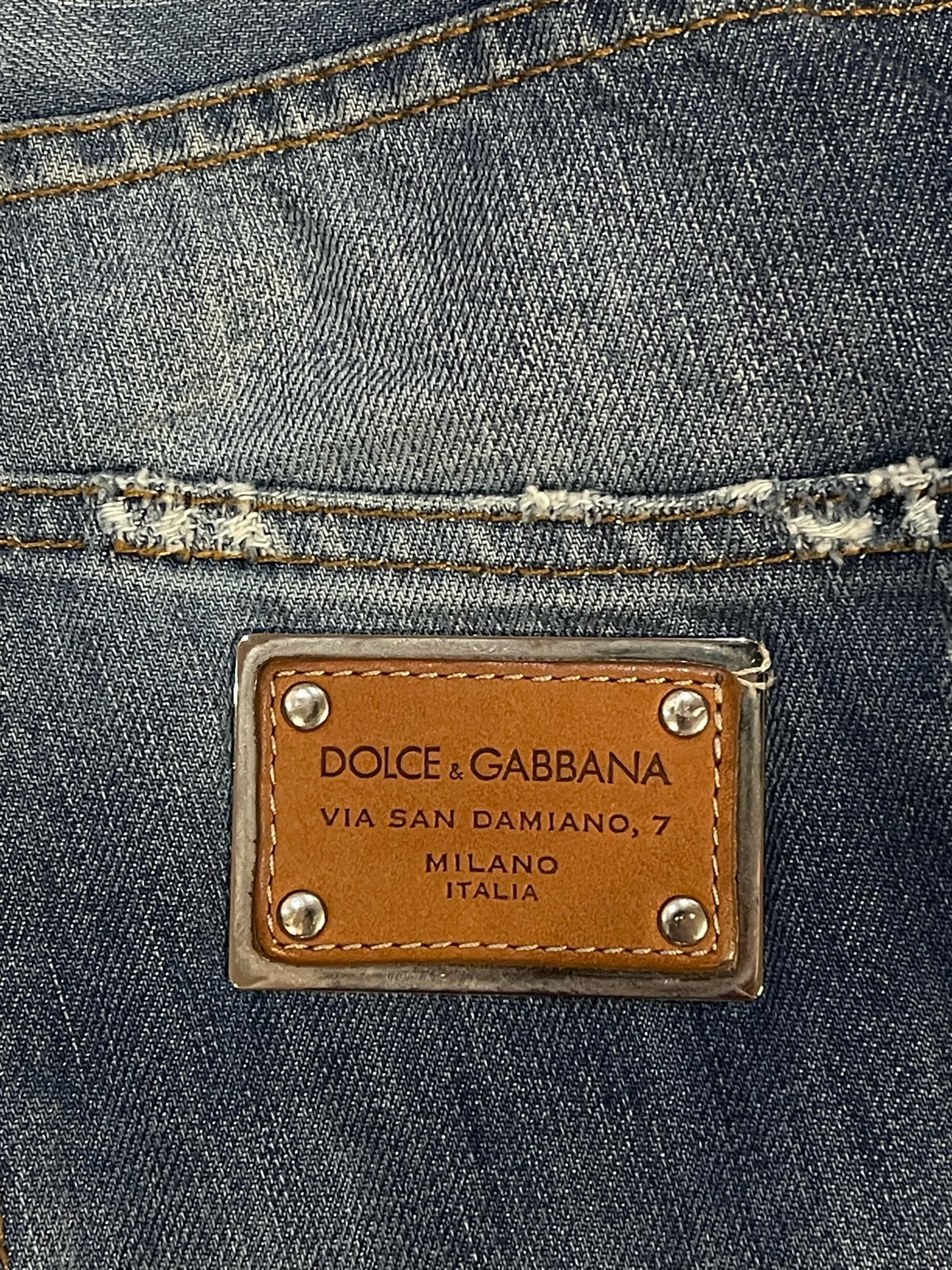 DOLCE & GABBANA RIPPED BLUE DENIM JEANS