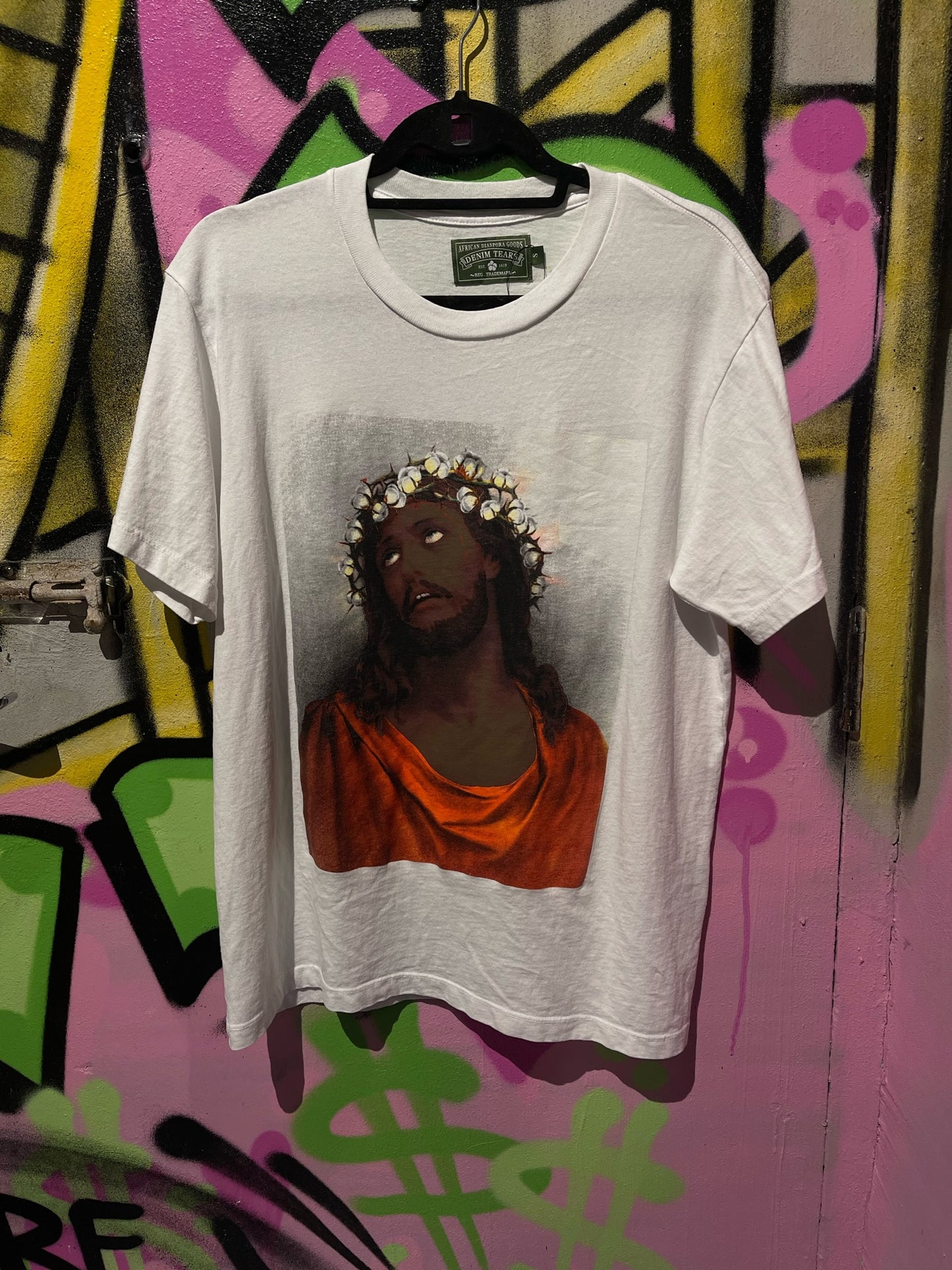 DENIM TEARS JESUS CHRIST T SHIRT WHITE