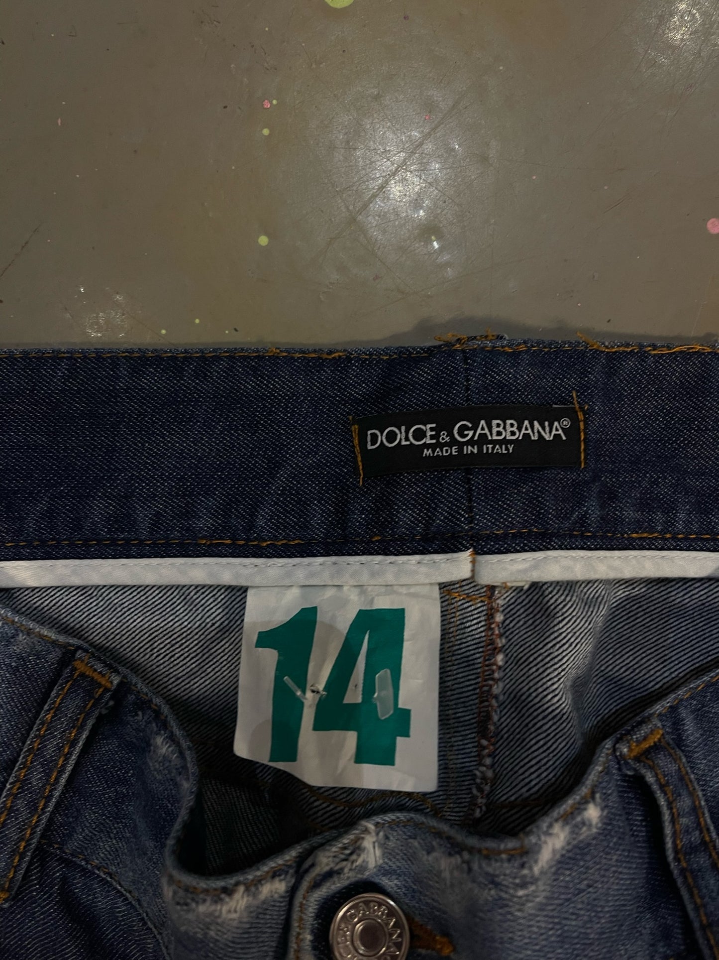 DOLCE & GABBANA RIPPED BLUE DENIM JEANS