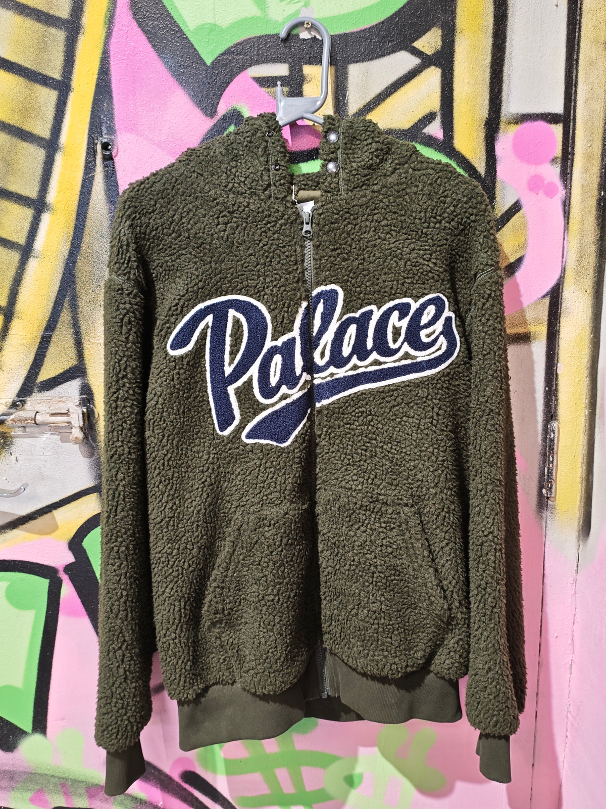 Palace Olive Green Sherpa Zip Hoodie