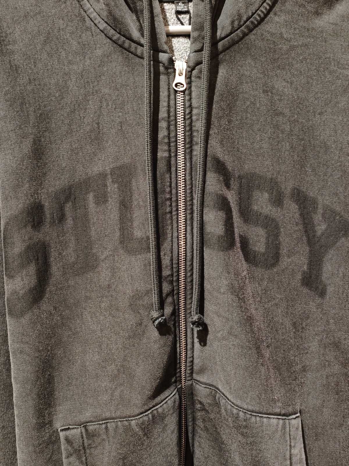 Stüssy Washed Charcoal Zip-Up Hoodie