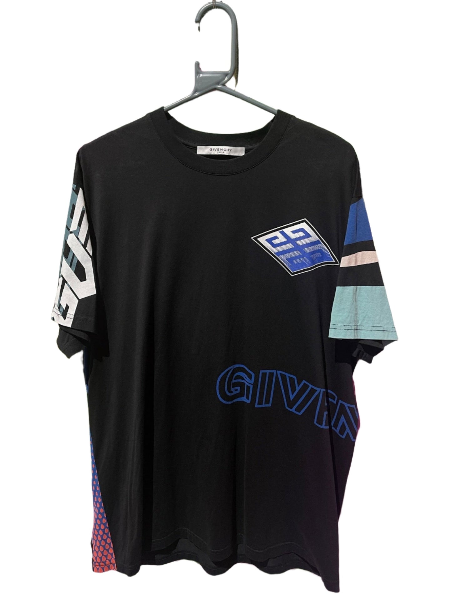 GIVENCHY LOGO T SHIRT BLACK/BLUE