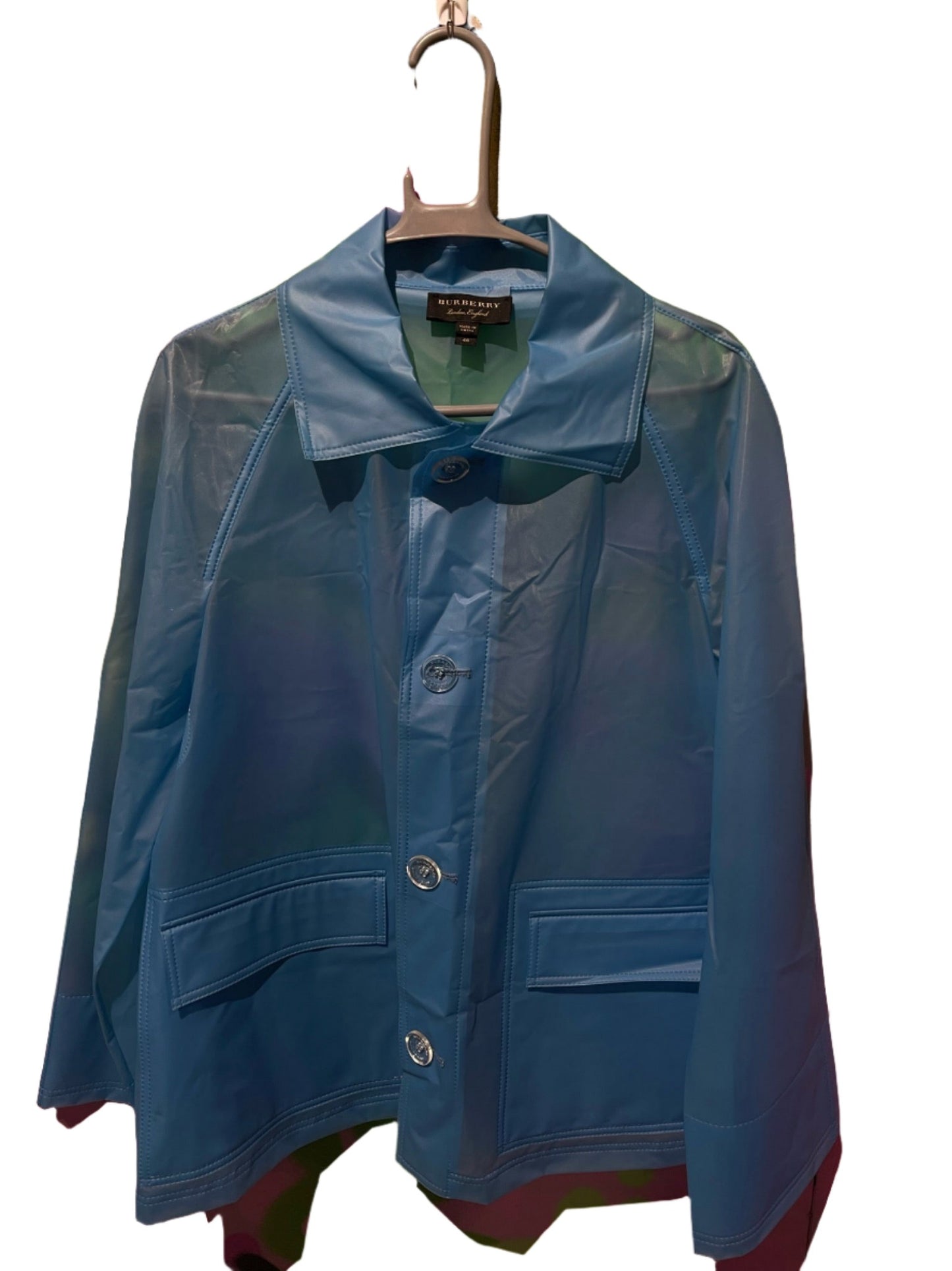 BURBERRY TRANSPARENT RAINCOAT BLUE