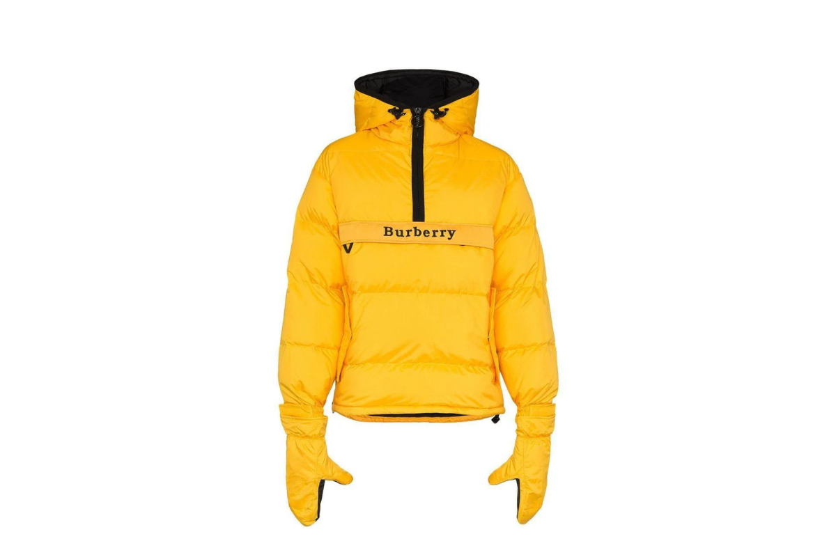 BURBERRY YELLOW PULLOVER JACKET + GLOVES